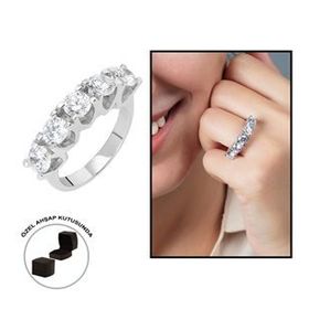 Gümüş Hediye Al Starlight Diamond Pırlanta Montür Asimetrik 925 Ayar Gümüş Kadın Beştaş Yüzük