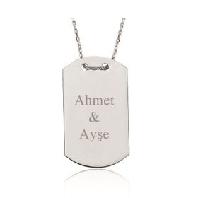 Gümüş İsimli Asker Künyesi Bayan Kolye