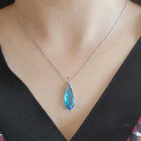 Gümüş Mavi Topaz Damla Bayan Kolye