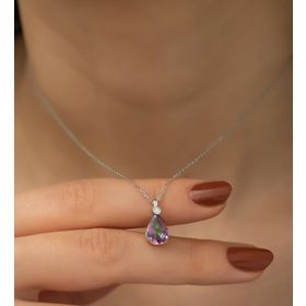 Gümüş Mistik Topaz Damla Kolye