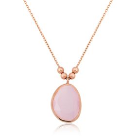 Gümüş Pembe Kedi Gözü Kolye