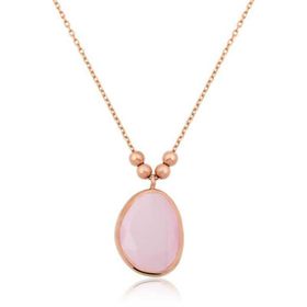 Gümüş Pembe Kedi Gözü Kolye