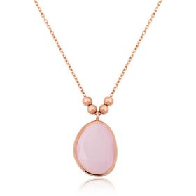 Gümüş Pembe Kedi Gözü Kolye
