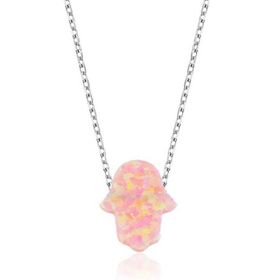 Gümüş Pembe Opal Fatma’nın Eli Kolye