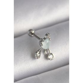 Gümüş Renk Beyaz Minelik Kalp Sallantı Zirkon Taş Detay Tragus Piercing