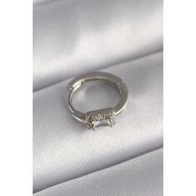 Gümüş Renk Kare Zirkon Taşlı Tragus Piercing