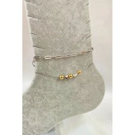 Gümüş Renk Küre Yıldız Model Esme ve Sf Zincir Çelik Halhal