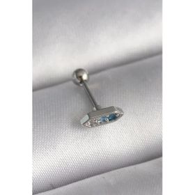 Gümüş Renk Mavi Zirkon Taşlı Tragus Piercing