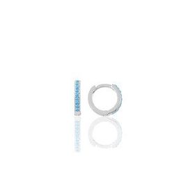 Gümüş Rodyumlu Turkuaz Taşlı 10 mm Halka Küpe Tragus Piercing Helix Kıkırdak Küpesi