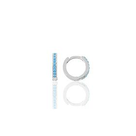 Gümüş Rodyumlu Turkuaz Taşlı 11 mm Halka Küpe Tragus Piercing Helix Kıkırdak Küpesi