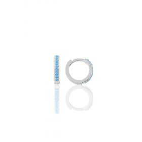 Gümüş Rodyumlu Turkuaz Taşlı 11 mm Halka Küpe Tragus Piercing Helix Kıkırdak Küpesi