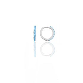 Gümüş Rodyumlu Turkuaz Taşlı 12 mm Halka Küpe