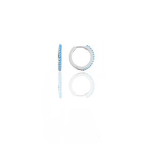 Gümüş Rodyumlu Turkuaz Taşlı 12 mm Halka Küpe