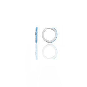 Gümüş Rodyumlu Turkuaz Taşlı 12 mm Halka Küpe