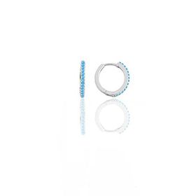 Gümüş Rodyumlu Turkuaz Taşlı 12 mm Halka Küpe