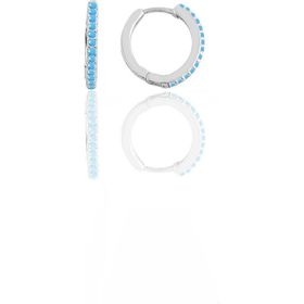 Gümüş Rodyumlu Turkuaz Taşlı 12 mm Halka Küpe