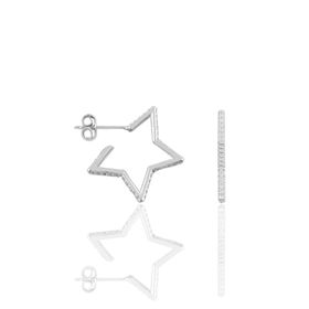 Gümüş Rodyumlu Zirkon Taşlı Star Küpe