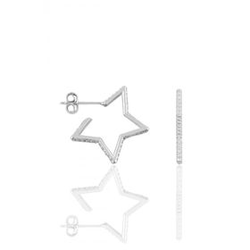 Gümüş Rodyumlu Zirkon Taşlı Star Küpe