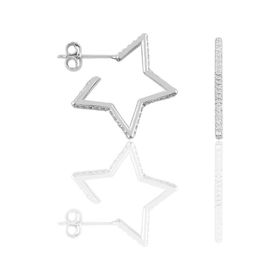 Gümüş Rodyumlu Zirkon Taşlı Star Küpe