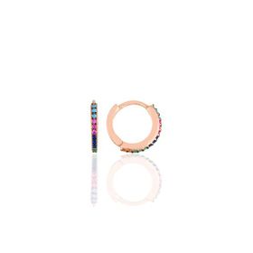 Gümüş Rose Renkli Taşlı 12 mm Halka Küpe