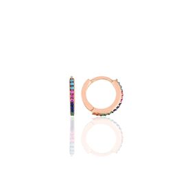 Gümüş Rose Renkli Taşlı 12 mm Halka Küpe