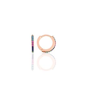 Gümüş Rose Renkli Taşlı 12 mm Halka Küpe