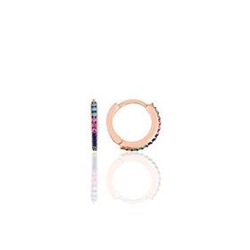 Gümüş Rose Renkli Taşlı 12 mm Halka Küpe