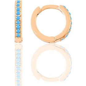 Gümüş rose turkuaz taşlı 10 mm halka küpe Tragus Piercing Helix Kıkırdak Küpesi