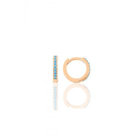 Gümüş Rose Turkuaz Taşlı 11 Mm Halka Küpe Tragus Piercing Helix Kıkırdak Küpesi