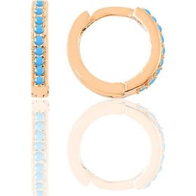 Gümüş Rose Turkuaz Taşlı 11 Mm Halka Küpe Tragus Piercing Helix Kıkırdak Küpesi