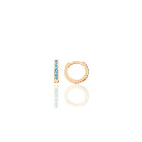 Gümüş rose turkuaz taşlı 9 mm halka küpe Tragus Piercing Helix Kıkırdak Küpesi
