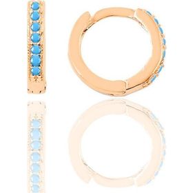 Gümüş rose turkuaz taşlı 9 mm halka küpe Tragus Piercing Helix Kıkırdak Küpesi