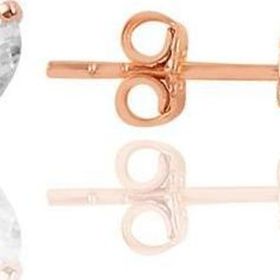Gümüş Rose Zirkon Taşlı 4 mm Kalp Küpe