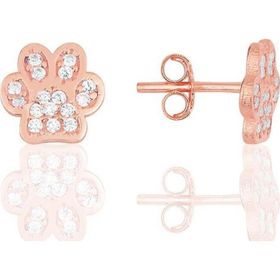 Gümüş Rose Zirkon Taşlı Pati Küpe