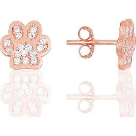 Gümüş Rose Zirkon Taşlı Pati Küpe