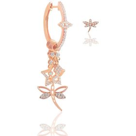 Gümüş Rose Zirkon Taşlı Yusufçuk Şans Küpe