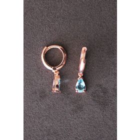 Gümüş Tutkusu TGP0069 Mavi Damla Taşlı Rose Gümüş Küpe