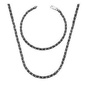 Gumush 4 mm Kral Gümüş Zincir Kolye Bileklik Set