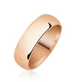 Gumush 6 mm Düz Bombeli Rose Gümüş Alyans