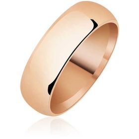 Gumush 6 mm Düz Bombeli Rose Gümüş Alyans
