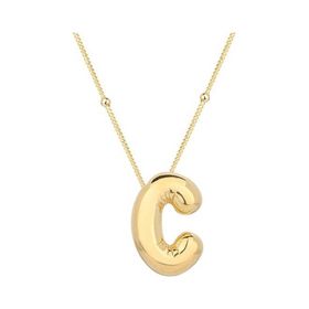 Gumush 925 Ayar Gümüş Gold Balon C Harfi Kadın Kolye