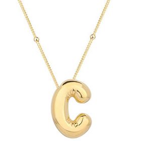 Gumush 925 Ayar Gümüş Gold Balon C Harfi Kadın Kolye