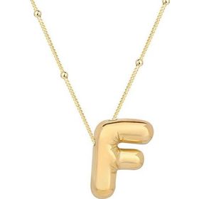 Gumush 925 Ayar Gümüş Gold Balon F Harfi Kadın Kolye