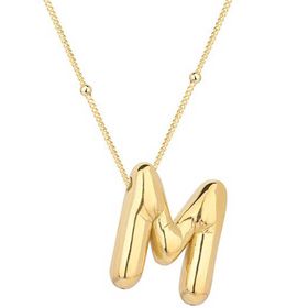 Gumush 925 Ayar Gümüş Gold Balon M Harfi Kadın Kolye