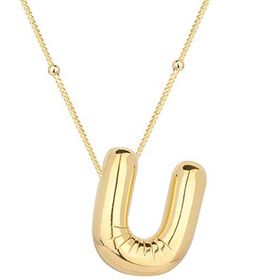Gumush 925 Ayar Gümüş Gold Balon U Harfi Kadın Kolye