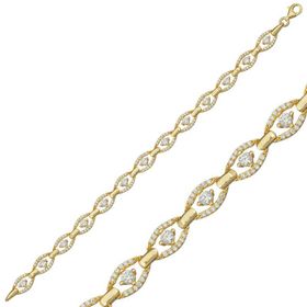 Gumush 925 Ayar Gümüş Gold Oval Su Yolu Kadın Bileklik