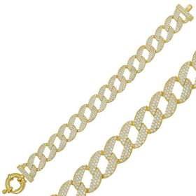 Gumush 925 Ayar Gümüş Gold Taşlı Gurmet Kadın Bileklik