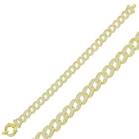 Gumush 925 Ayar Gümüş Gold Taşlı Gurmet Kadın Bileklik