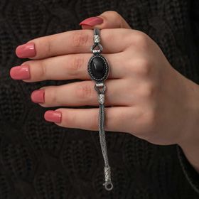 Gumush 925 Ayar Gümüş Oniks Taşlı Kazaziye Bileklik