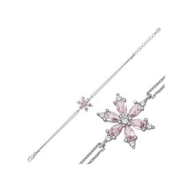 Gumush 925 Ayar Gümüş Pembe Lotus Çiçeği Kadın Bileklik